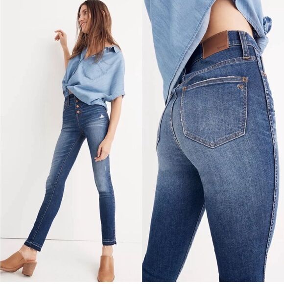 Madewell Denim - 10" High-Rise Skinny Jeans: Drop-Hem Edition 25 Button Fly Magic Pockets $135